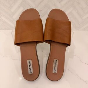 Steve Madden Kailey Tan Leather Slide Sandals Size 9.5